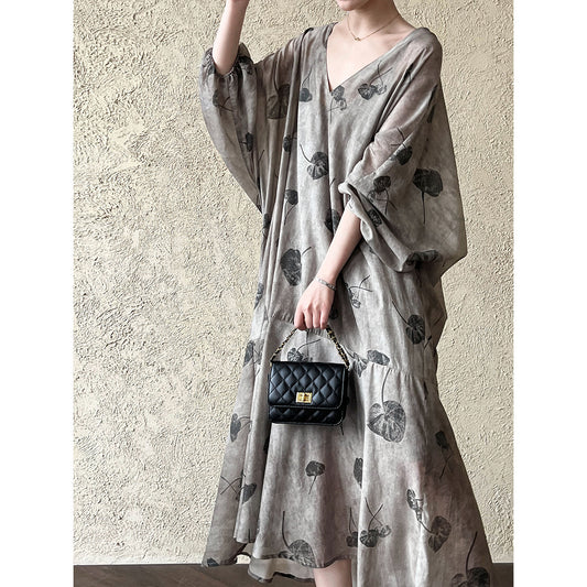 Dress Two Piece Suit Summer Printed Idle National Long Dress Sling