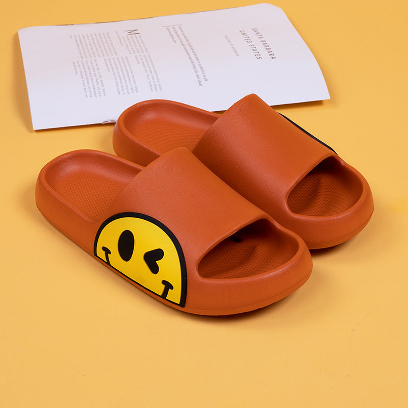 Cute Smiley Face Home Girls Boys Couple Parent-Child Summer Cartoon Smiley Sandals