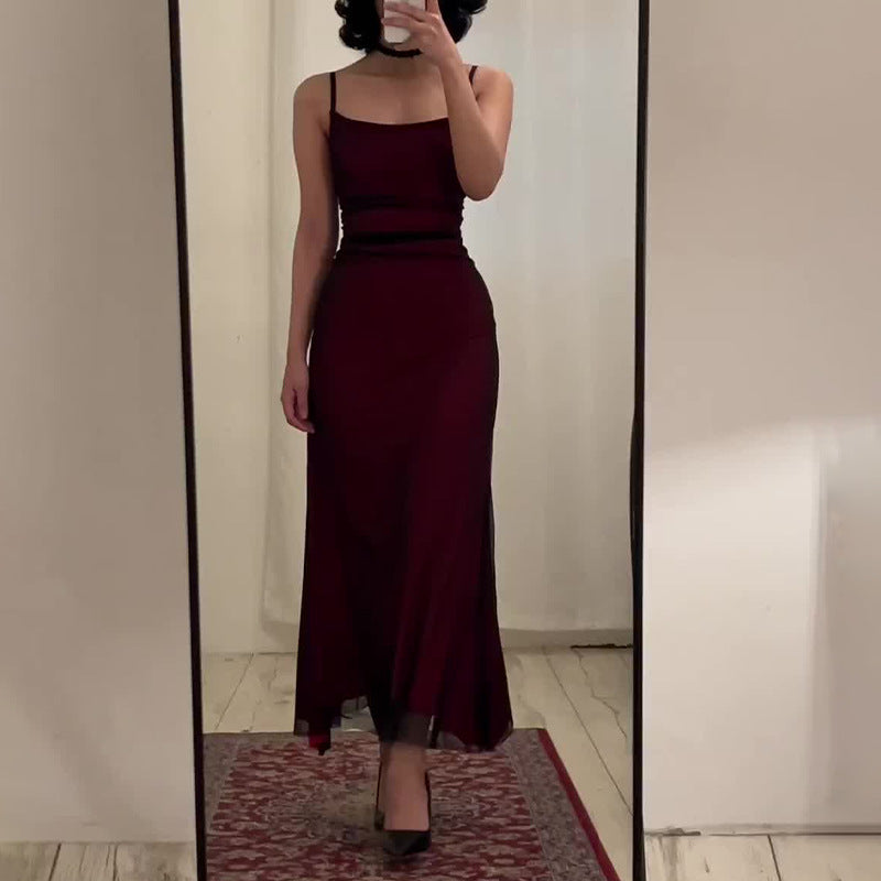 Robe ajustée à bretelles à la mode pour femmes