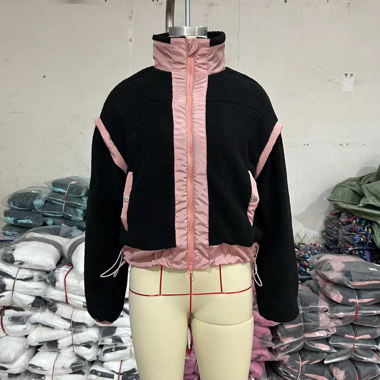 Chaqueta de cuello alto para otoño e invierno, abrigo tipo cárdigan de lana de cordero para exteriores, abrigo con cremallera