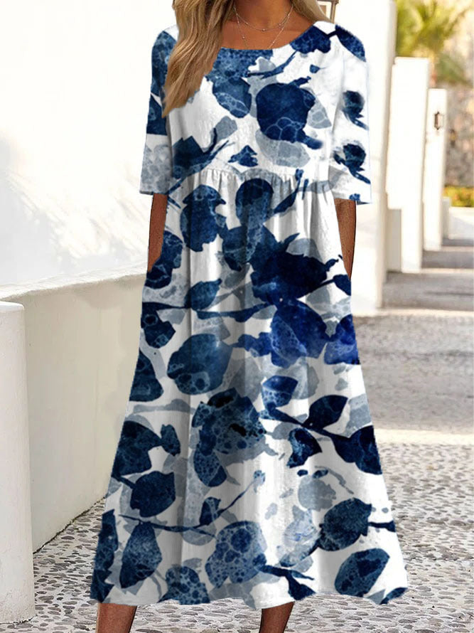 Vestido suelto con estampado floral de moda para mujer