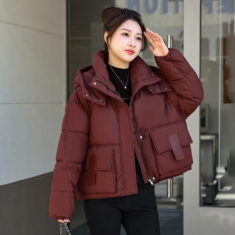 down Cotton Jacket Women Hooded Short Cotton Coat Loose Winter Cotton Padded Jacket Thickened