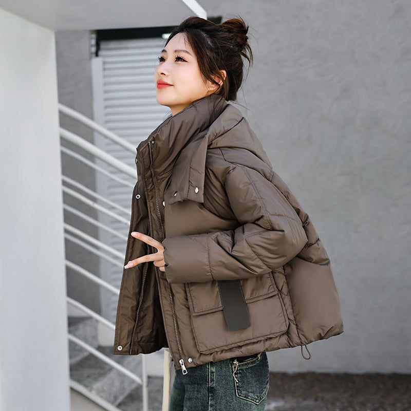 down Cotton Jacket Women Hooded Short Cotton Coat Loose Winter Cotton Padded Jacket Thickened