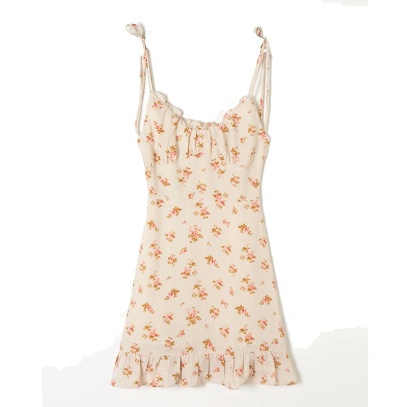 Vestido corto ajustado sin espalda con estampado retro a la moda para mujer nueva primavera verano