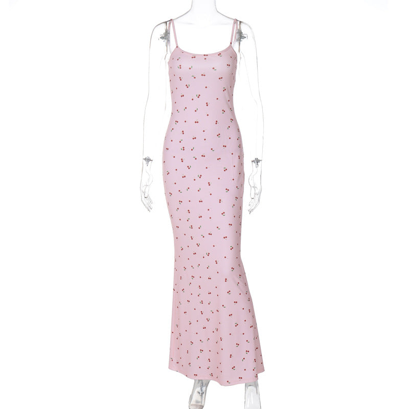 Robe longue à fleurs pour femme, coupe ajustée, douce et fraîche