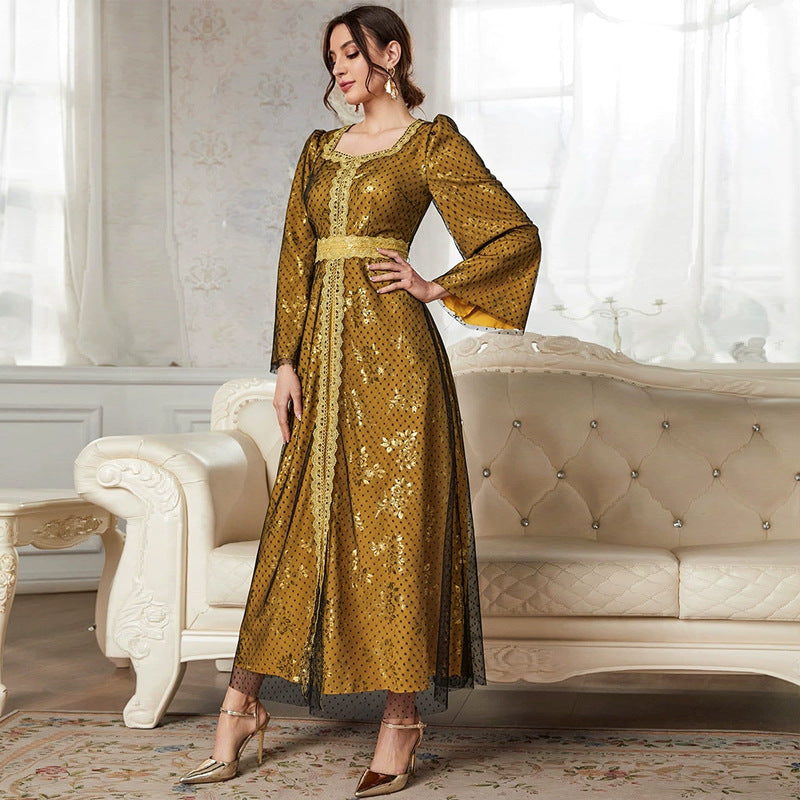 Autumn Winter Mesh Dress Dubai Muslim Muslim Women Wear