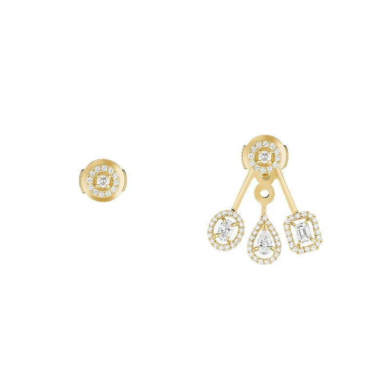 Boucles d'oreilles en or Rose et Zircon pour femmes, Design de motif géométrique, Niche