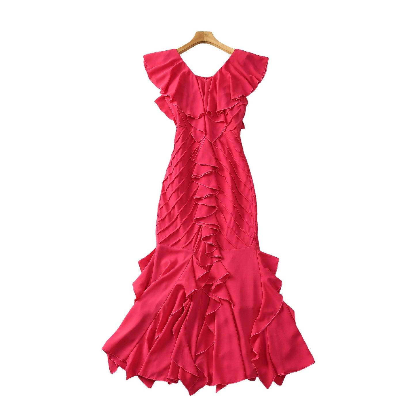 Heavy Industry Ruffled Spokes V-neck Hip Dress