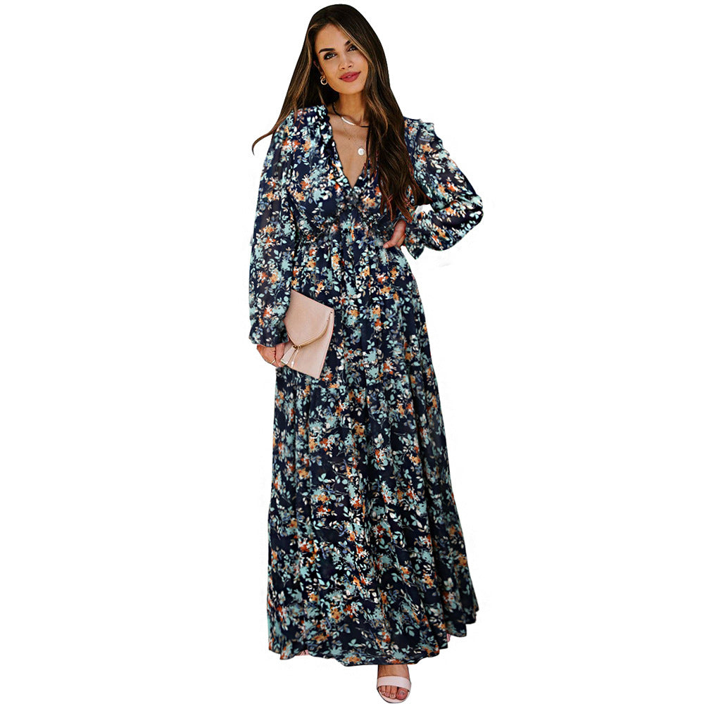 Vestido de tul con flores para mujer Vestido de gasa informal holgado para mujer