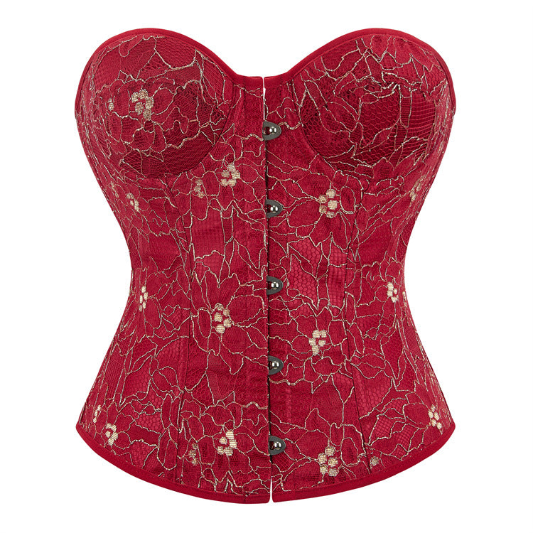 Dark Red Women Waist Chest Support with Cup Court