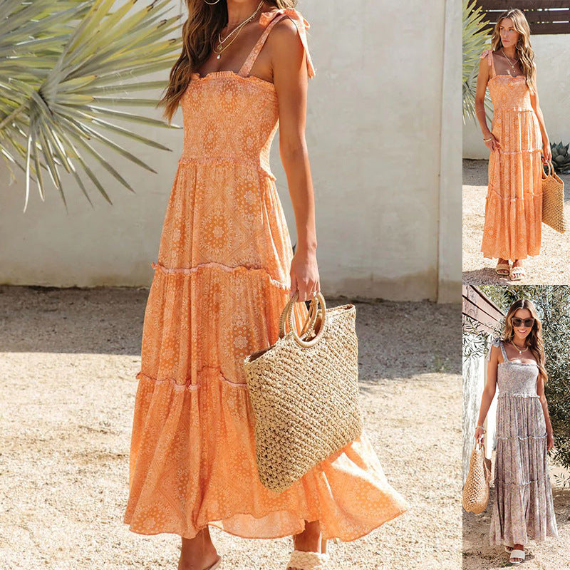 Women Summer Sweet Printing Slip Dress