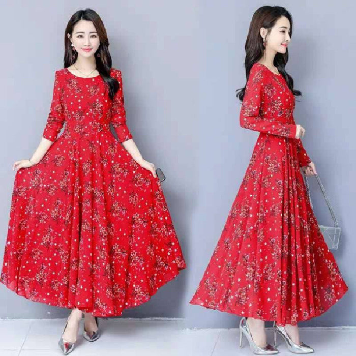 Women's Fashion Elegant Loose Slimming Floral Dress