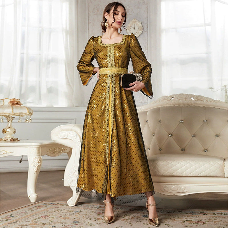 Autumn Winter Mesh Dress Dubai Muslim Muslim Women Wear