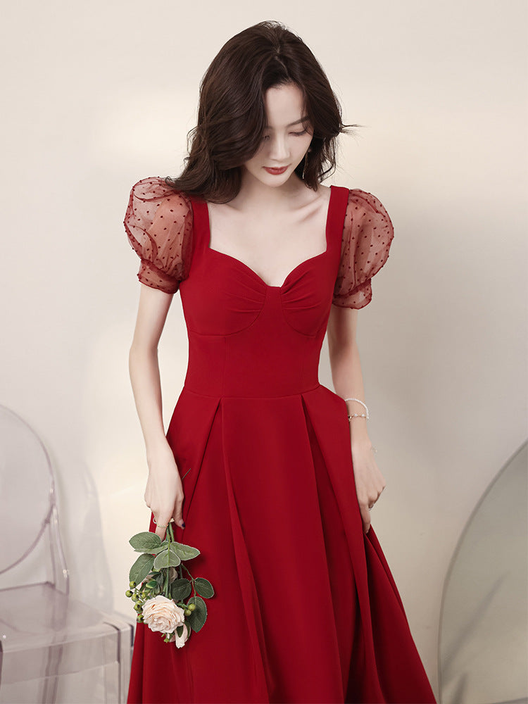 Bridal Toast Wine Red Wedding Engagement Elegant Dress