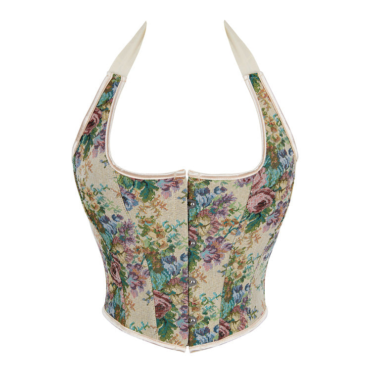 Top de tubo de mujer con cuello halter y cinta de albaricoque Top moldeador de cuerpo