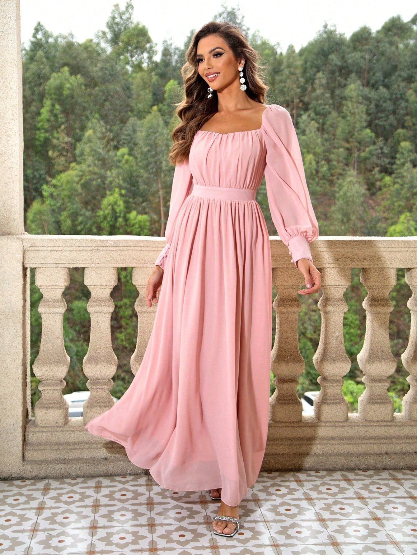 Robe longue de soirée élégante, douce, simple, mignonne, fraîche et douce