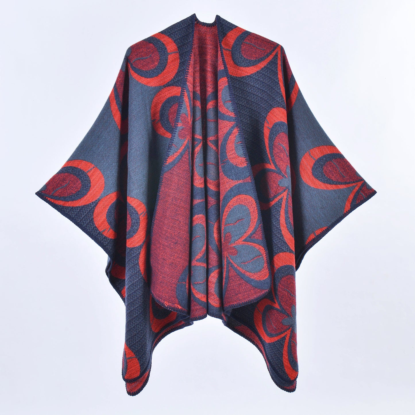 Women Split Thickened Warm Shawl Cloak Cardigan Outer Wear Office Warm Shawl