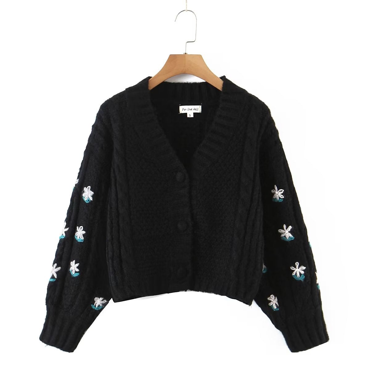 Autumn Winter Women Clothing Handmade Embroider Cardigan Sweater Top