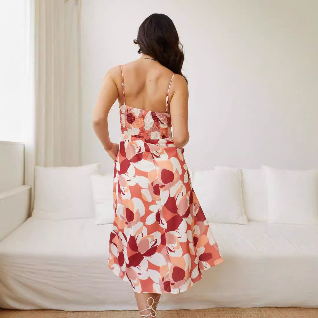 Robe sexy ajourée, découpée, nouée, imprimée, robe nuisette