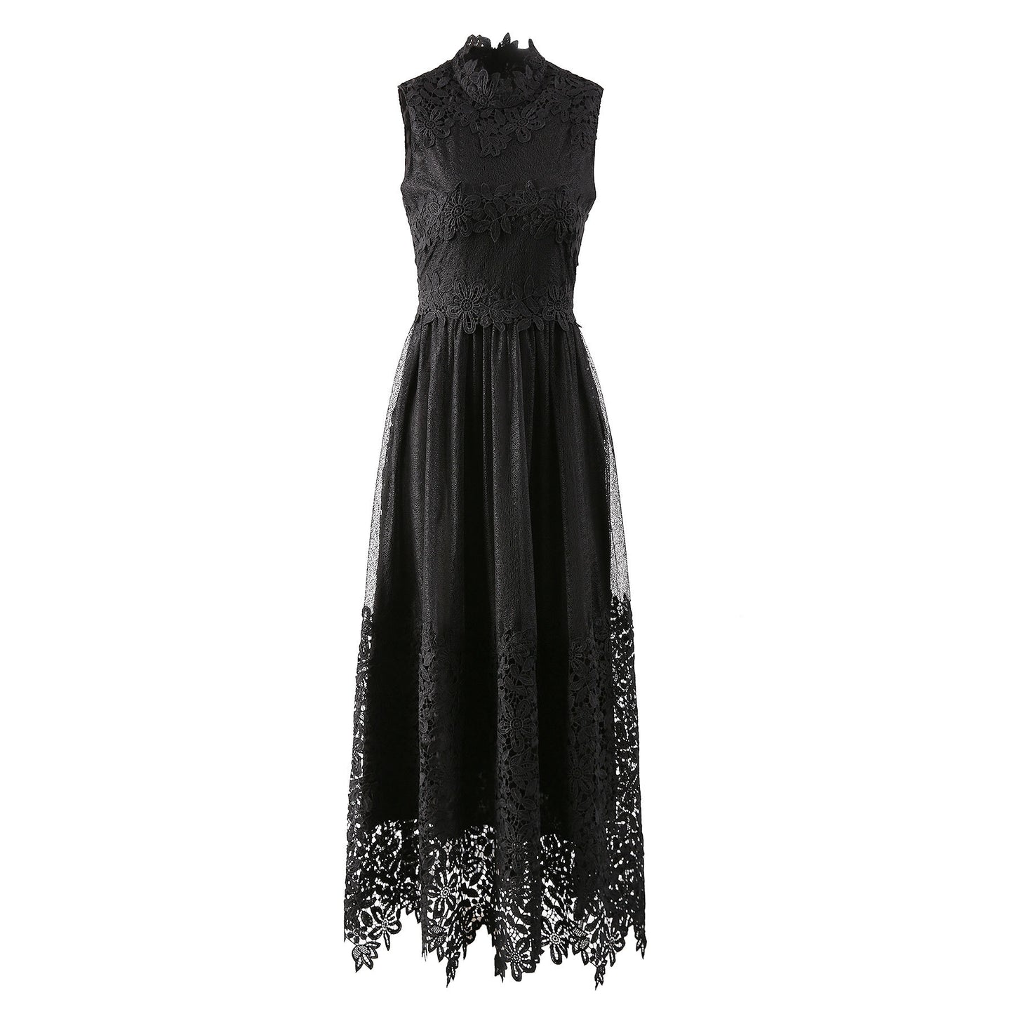 Water Soluble Stitching Lace Sleeveless Dress