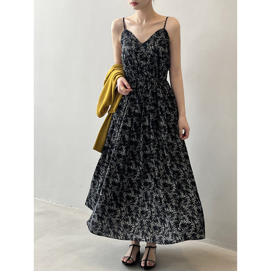 Tea Break French Floral Strap Dress Spring Summer Niche Dress