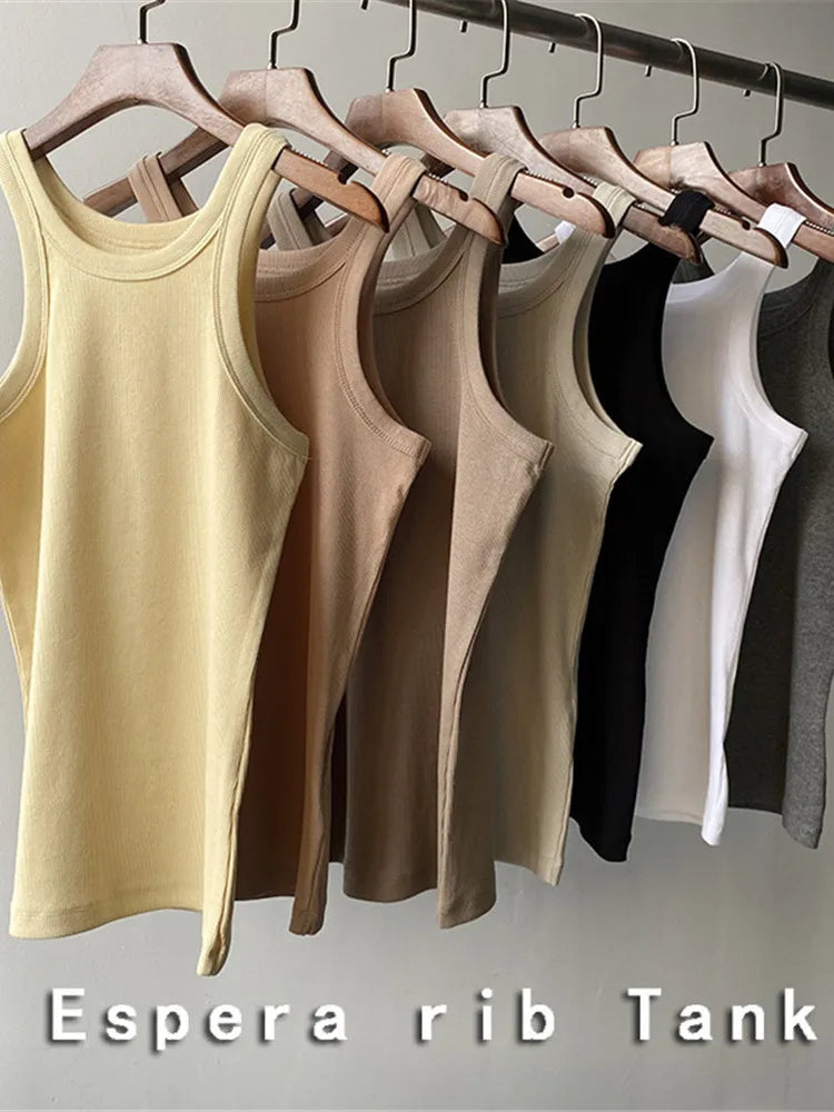 Women Sleeveless Tank Top lady Slim Stretch O-neck Vest Slim Camis Casual Fashion Bottoming Top