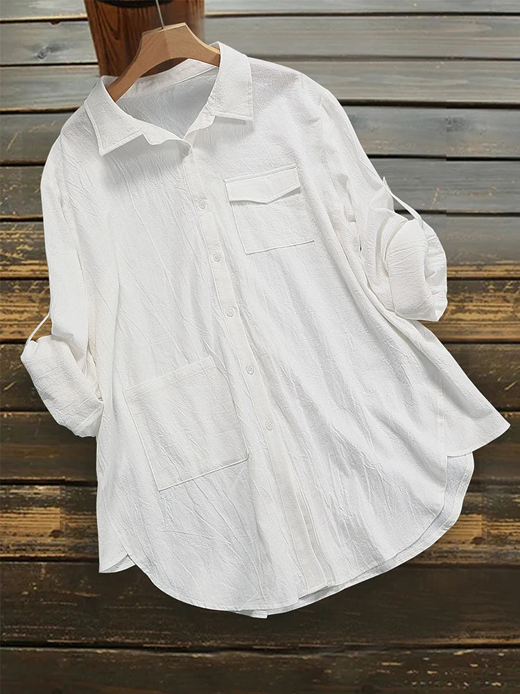 Plus Size 5XL Short Sleeve Linen Shirt Women Button Down Shirt Loose Casual Cotton Blouse Womens Tops Shirts Blusas