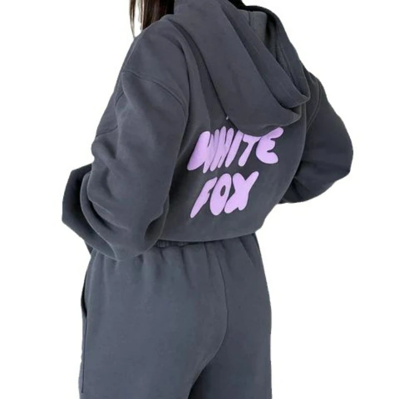 Letter Printed Fleece Hoodies and High Waist Pants Suit Winter Spring Casual Loose Fashion 2 Piece Set Tracksuit 2024