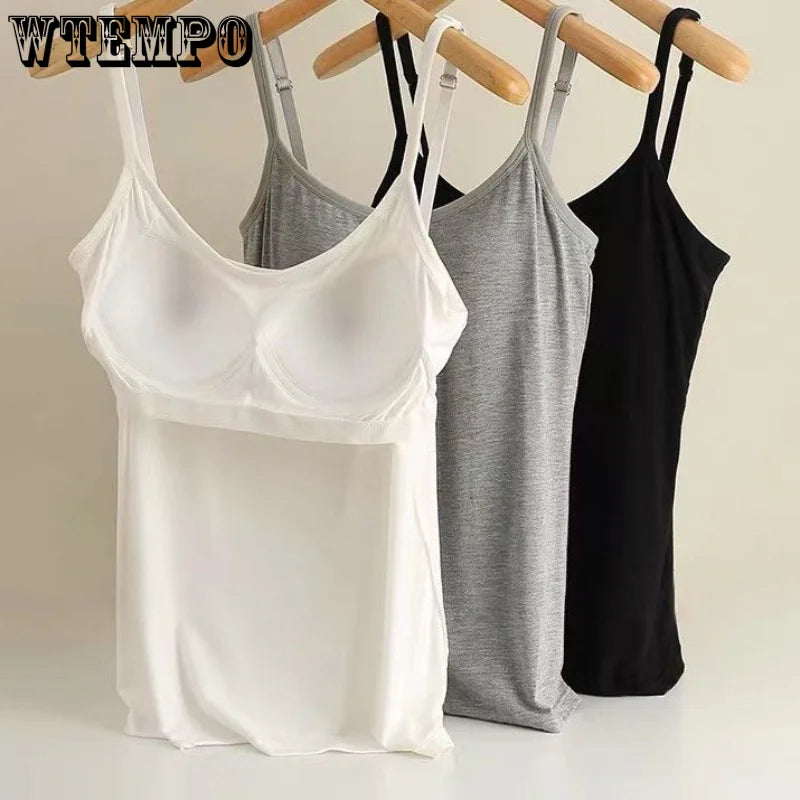 Camisola Sexy de verano para mujer, sujetador acolchado ajustable, camisetas sin mangas cómodas, chaleco recortado suave para chica