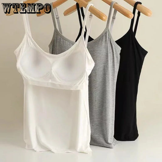 Women's Sexy Summer Camisole Adjustable Padded Bra Comfortable Tanks Soft Girl Ladies Camis Cropped Vest