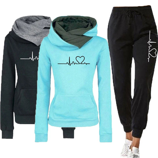 Chándal de mujer, conjunto de dos piezas, sudaderas con capucha cálidas de invierno y pantalones, jerséis, sudaderas, ropa para correr para mujer, trajes deportivos