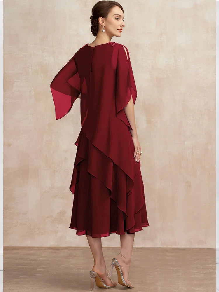 Robe d'été mi-longue irrégulière pour femmes, manches en maille élégantes, robe de fête d'anniversaire, tenues de Club de mariage, vêtements pour femmes