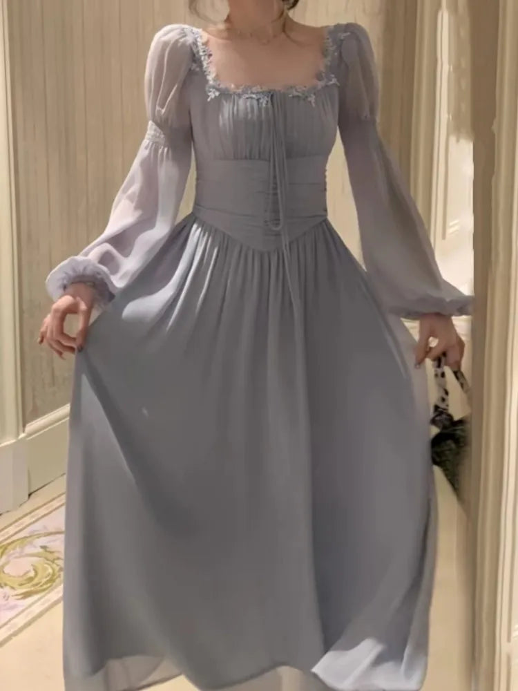 Robe de soirée mi-longue pour femmes, mode élégante, décontractée, Vintage, ligne a, couleur unie, Chic, bal de promo, mariage, vêtements féminins, printemps été