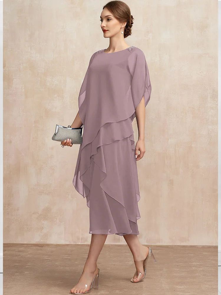 Robe d'été mi-longue irrégulière pour femmes, manches en maille élégantes, robe de fête d'anniversaire, tenues de Club de mariage, vêtements pour femmes