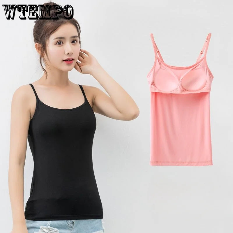 Camisola Sexy de verano para mujer, sujetador acolchado ajustable, camisetas sin mangas cómodas, chaleco recortado suave para chica