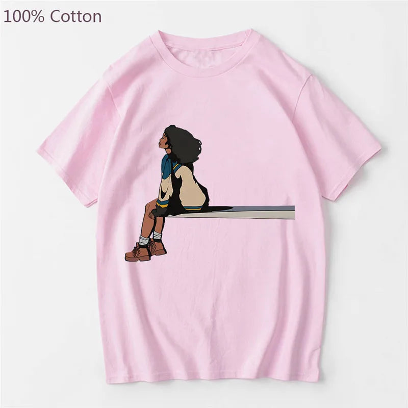 SZA SOS-camisetas gráficas de Anime para mujer, camiseta Retro de Manga, camiseta 100% de algodón con dibujos animados, camisetas de Manga corta de talla grande