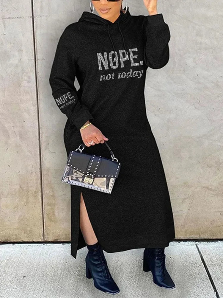 2023 Autumn Dresses for Women Leopard Print Colorblock Slit Hooded Sweatshirt Dress Vestidos De Mujer Casual Midi Robe Female