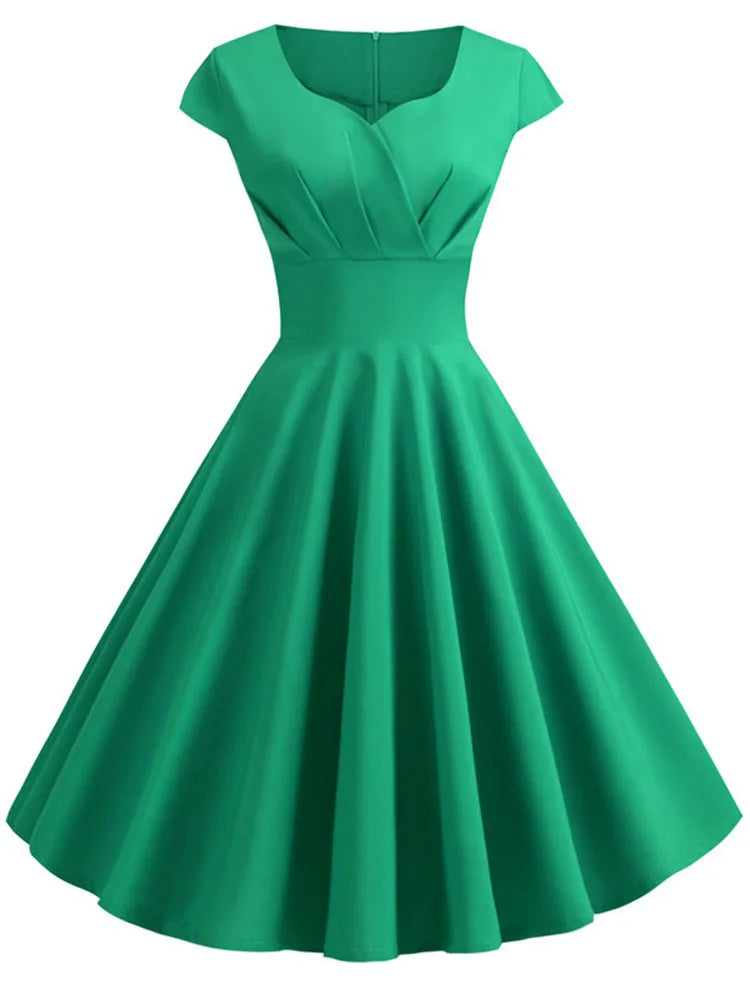 Vestido de verano para mujer Hepburn Vintage Rockabilly Pin Up vestido bata mujer Casual Retro elegante fiesta vestido veraniego por debajo de la rodilla Jurken