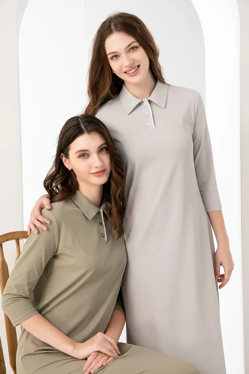 Robe polo d'été pour femme, longueur maxi, en tissu piqué de haute qualité, avec fente zippée invisible, expédition en 24 heures, AS 2024