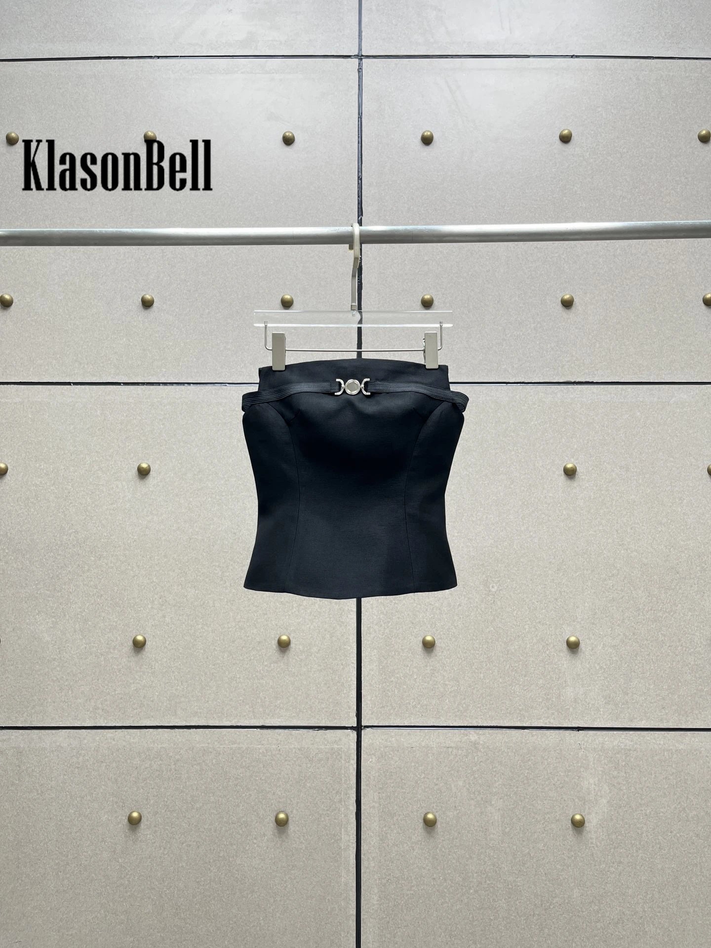 10.31 KlasonBell Black Fashion Design Fishbone Slim Sexy Strapless Short Tank Top Camis Women's