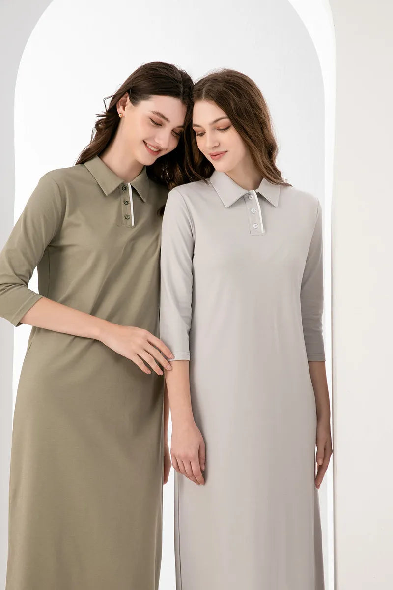 AS 2024 vestido polo de verano para mujer, vestido largo de tela piqué de alta calidad con abertura con cremallera invisible (envío en 24 horas)