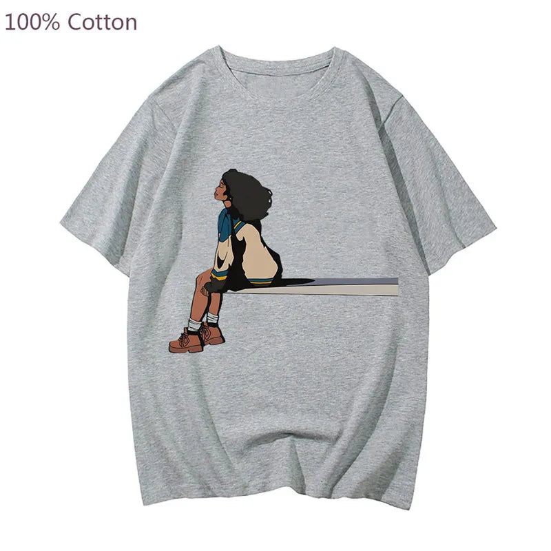 SZA SOS-camisetas gráficas de Anime para mujer, camiseta Retro de Manga, camiseta 100% de algodón con dibujos animados, camisetas de Manga corta de talla grande