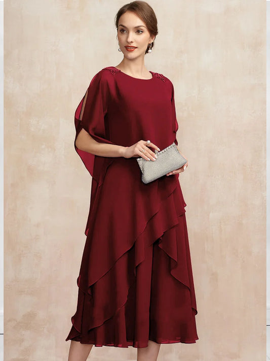 Robe d'été mi-longue irrégulière pour femmes, manches en maille élégantes, robe de fête d'anniversaire, tenues de Club de mariage, vêtements pour femmes