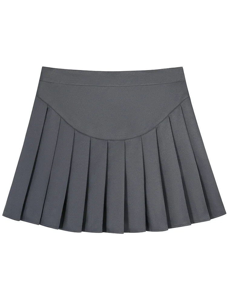 GIBSIE grande taille femmes taille haute jupe plissée Kawaii décontracté école coréenne a-ligne jupe gris noir Mini jupes pour les filles