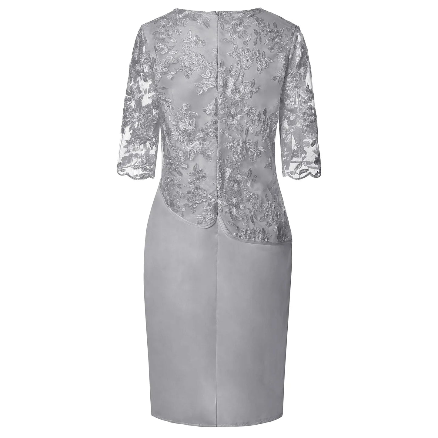 2023 New Plus Size Midi Dress 5XL Elegant O-neck High-Waist Embroidery Lace 3/4 Sleeve Lady Evening Dress Female Clothing Robe