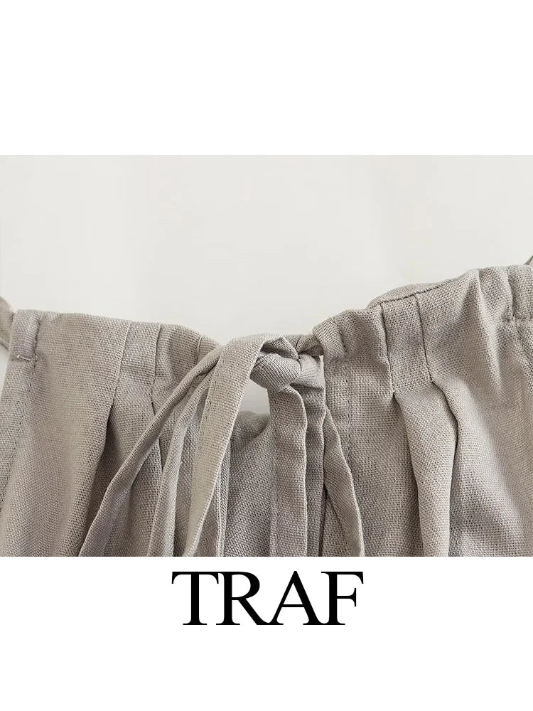 TRAF – ensemble pantalon décontracté uni pour femme, Camisole sans manches, mode de rue, débardeur + pantalon Long, été, Y2K