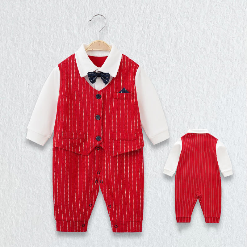 Boys' Fashion Simple Cotton Gentleman Bodysuit