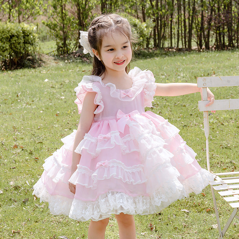 Gilet jupon pour filles, robe de gâteau, robe de princesse Lolita pour enfants