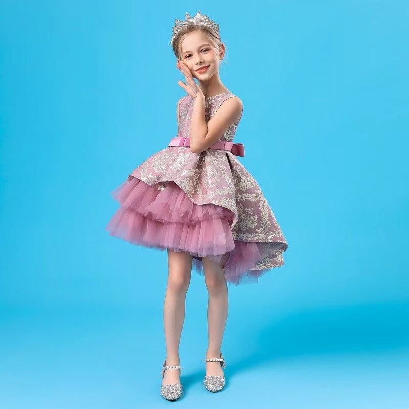 Little Girl In Piano Performance Dress Flower Girl Wedding