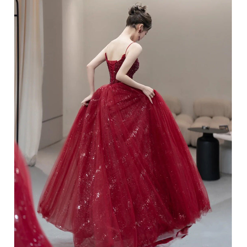 Personnalité De La Mode Robe De Soirée Rouge Fille